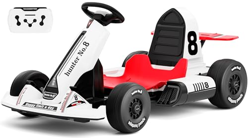 White, black, and red children's pedal go-kart